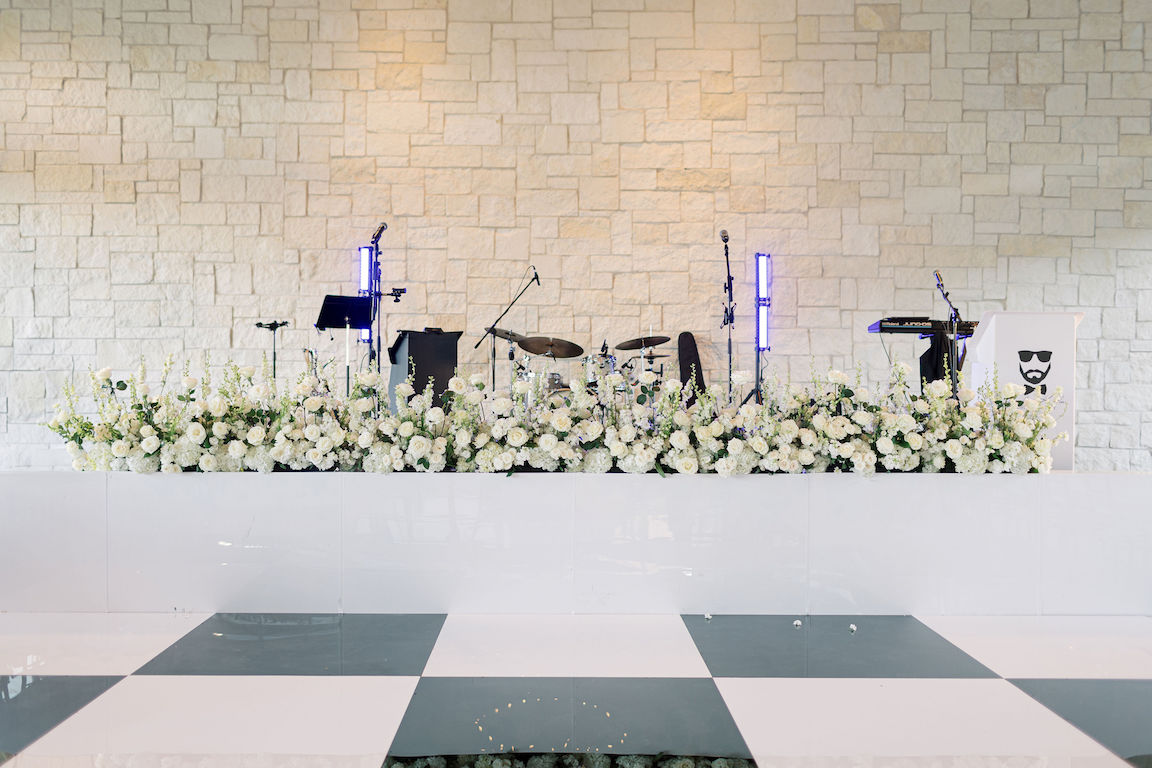 elegant Omni Barton Creek Wedding reception details with lush white florals