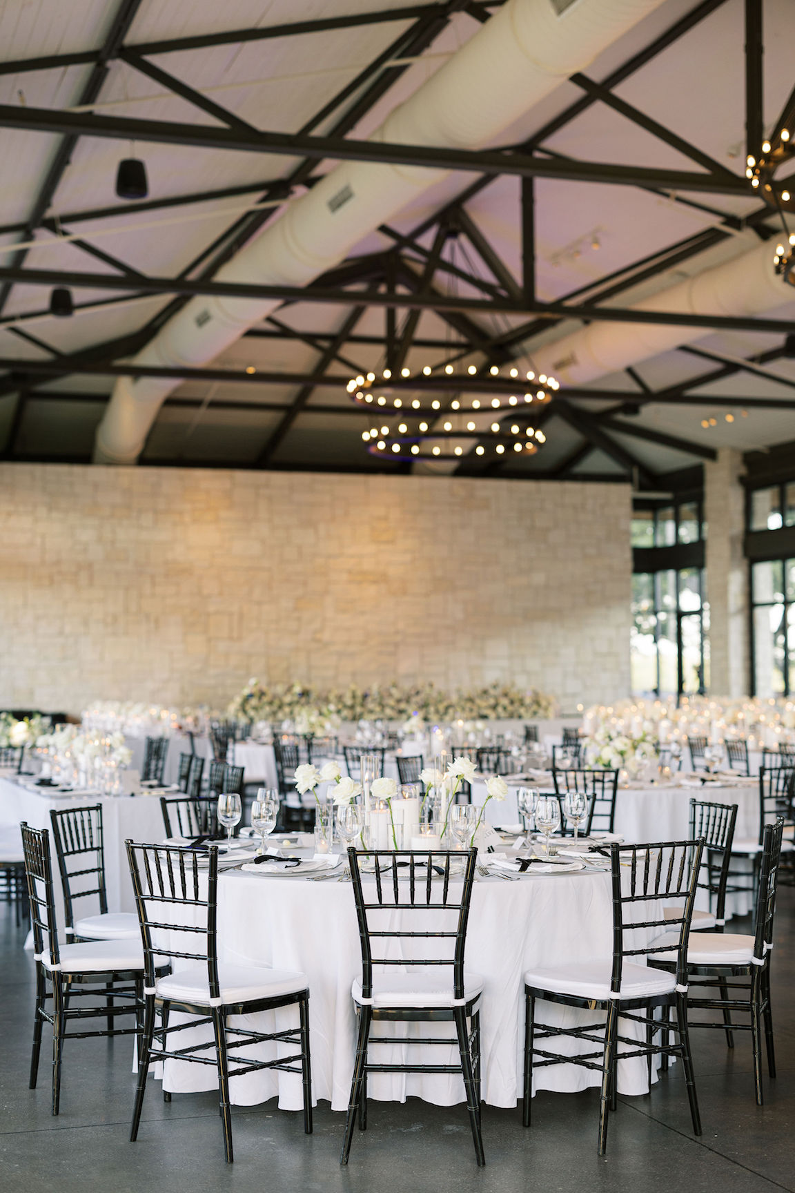 elegant Omni Barton Creek Wedding reception details with lush white florals