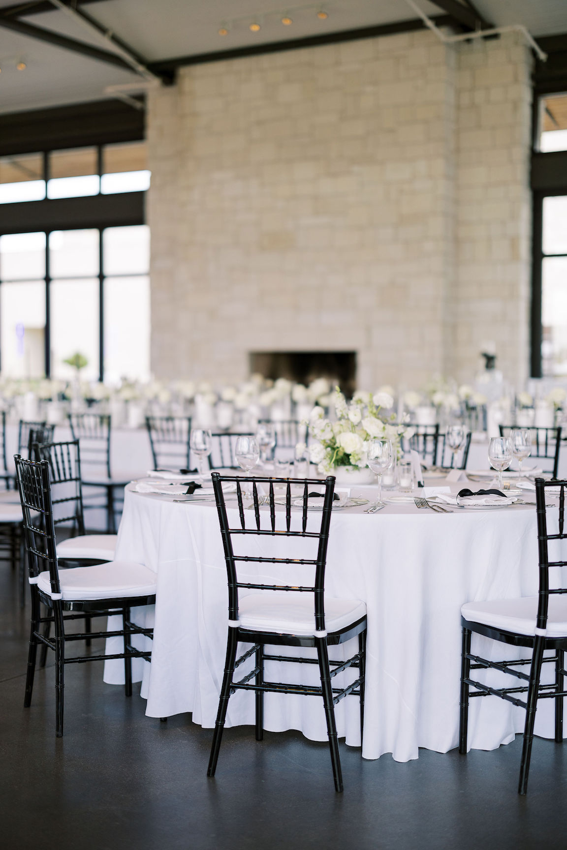 elegant Omni Barton Creek Wedding reception details with lush white florals