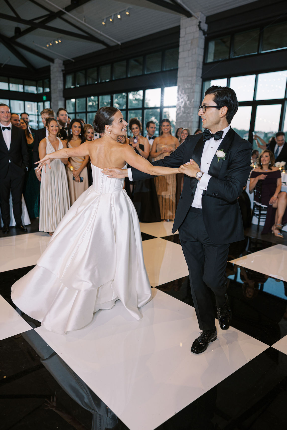 elegant Omni Barton Creek Wedding reception bride and groom dancing