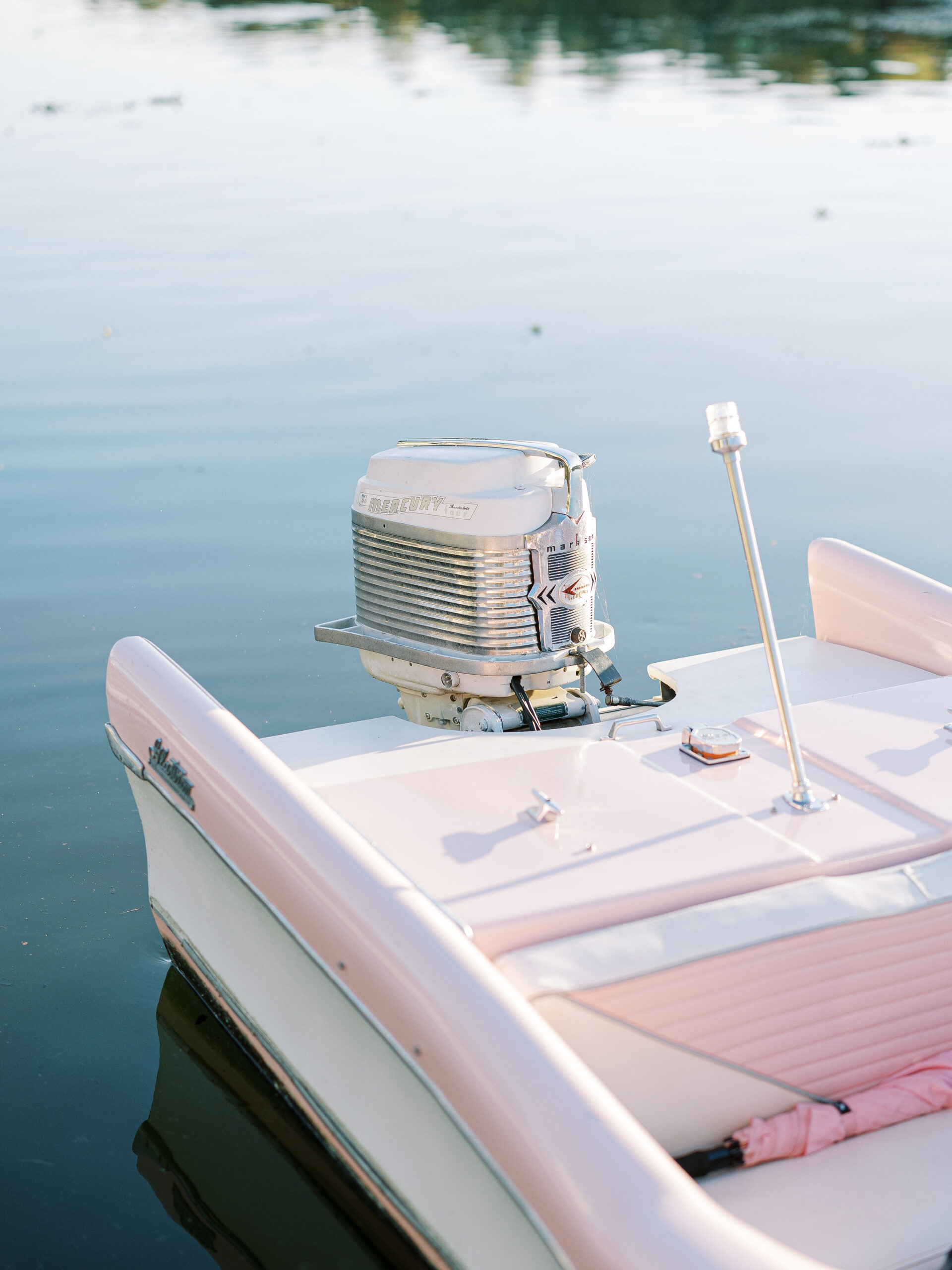 South Congress Engagement Session Retro Boat on Lady Bird Lake