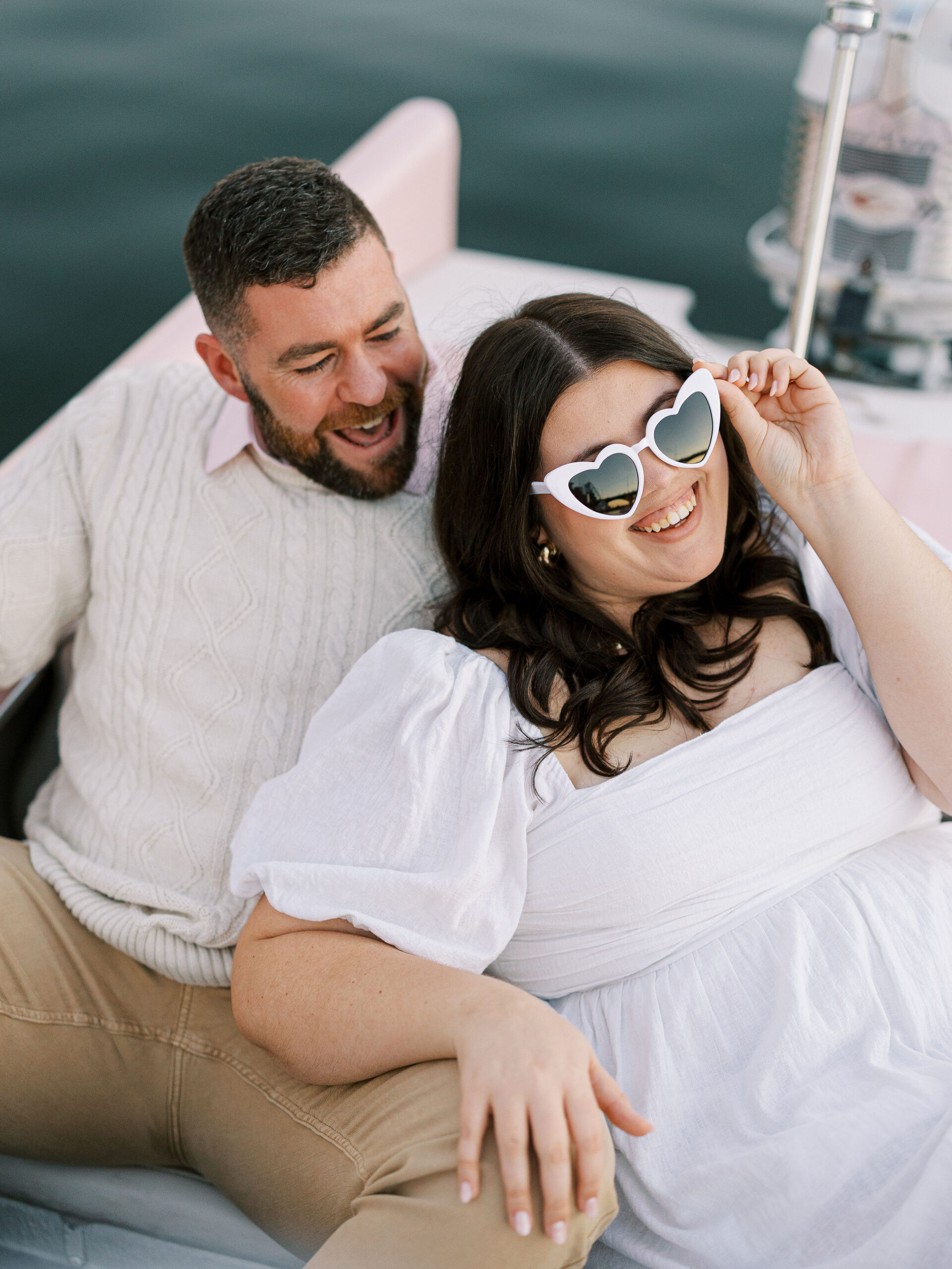 South Congress Engagement Session Retro Boat on Lady Bird Lake