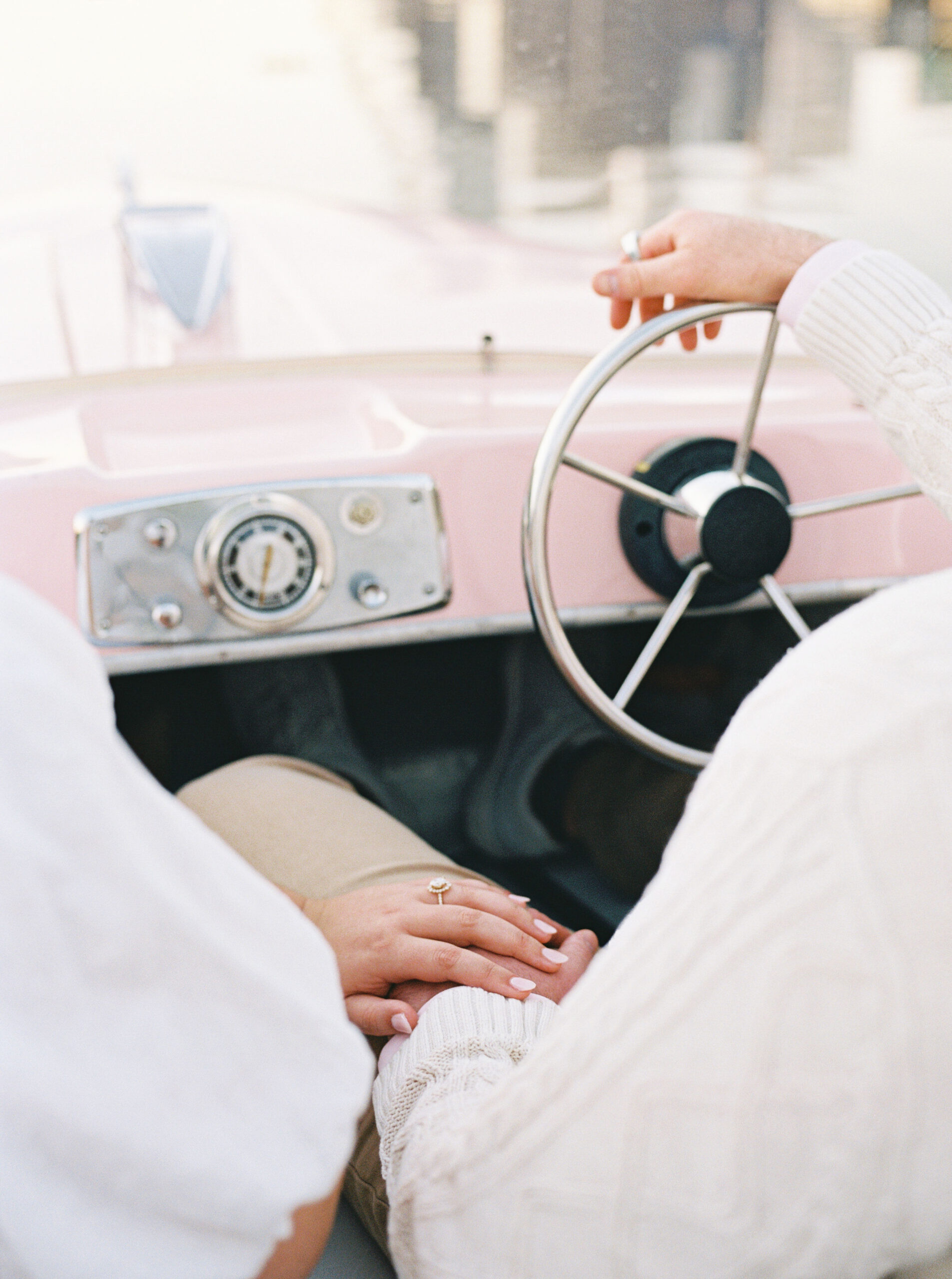 South Congress Engagement Session Retro Boat on Lady Bird Lake