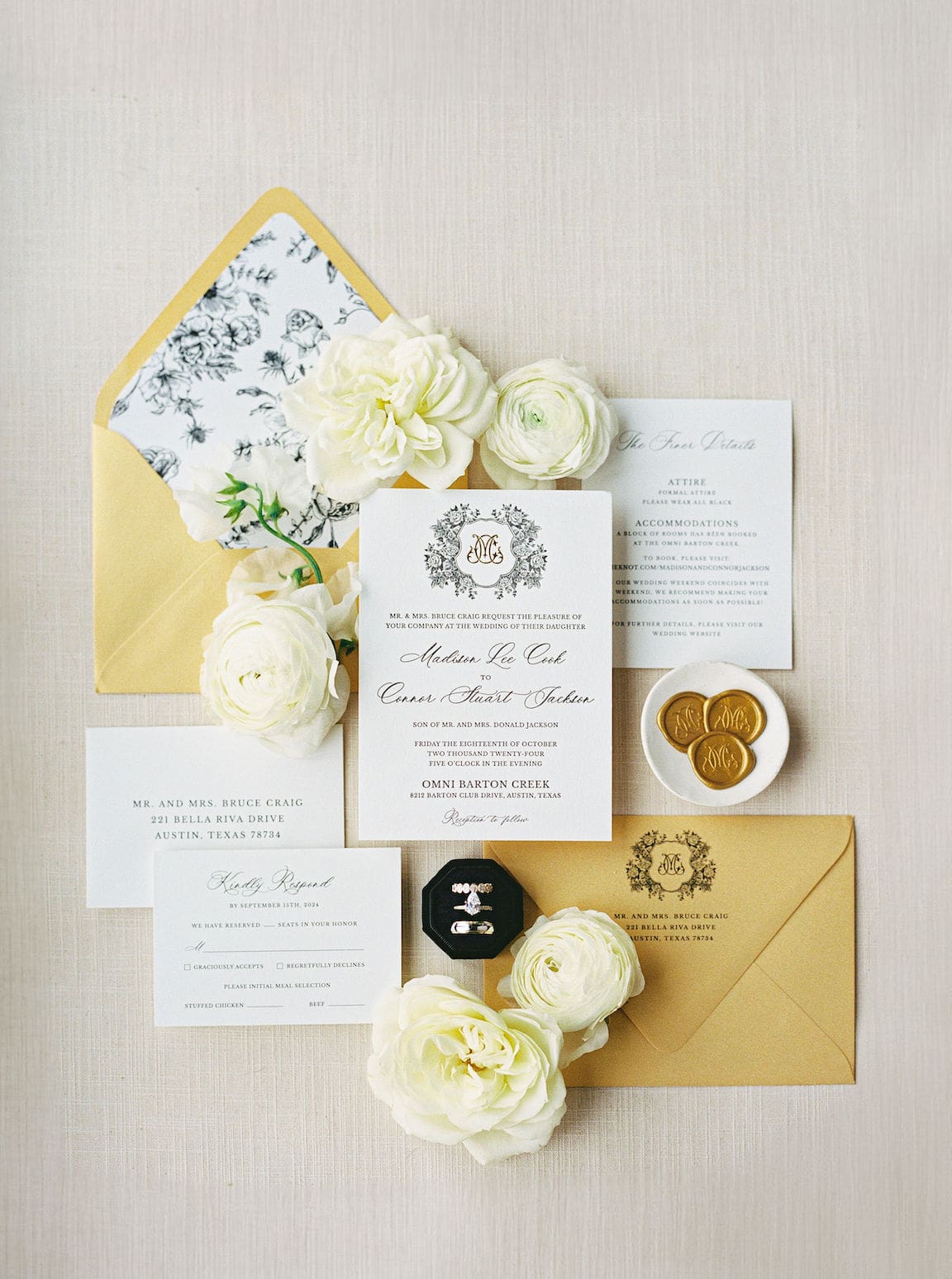 Bride getting ready in elegant suite at Omni Barton Creek, captured in timeless film wedding photography