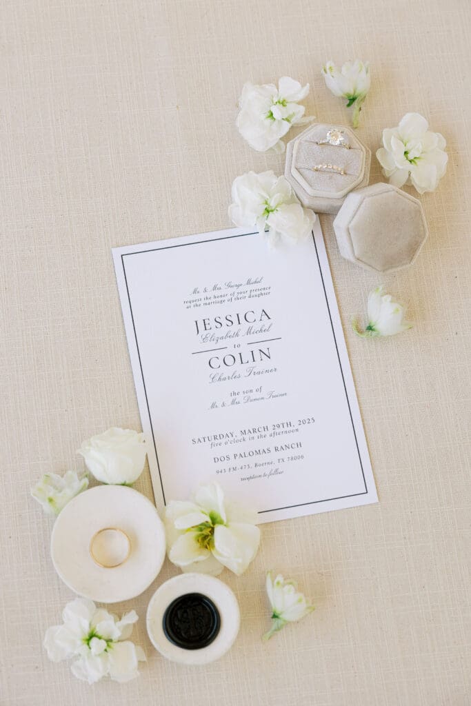 Elegant Dos Palomas Ranch wedding with lush white florals