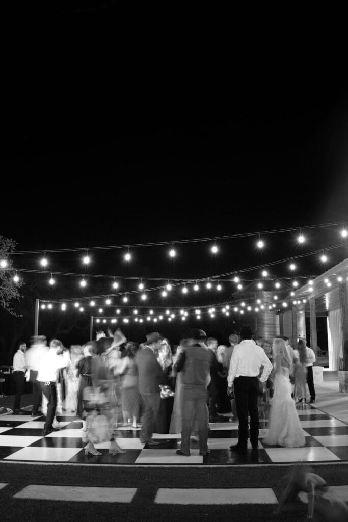 Fun reception at Dos Palomas Ranch wedding photographed by Diana Brewer