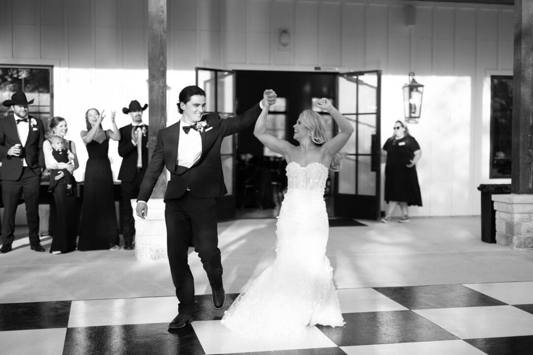 Bride and groom reception entrace at Elegant Dos Palomas Ranch wedding photographed by Diana Brewer