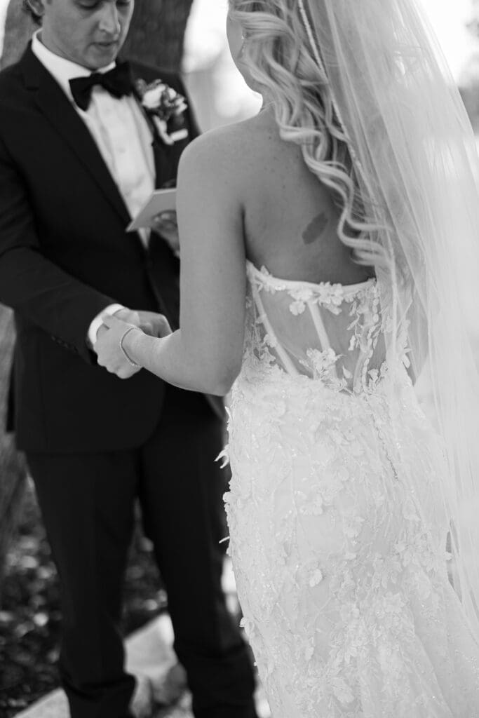Elegant Dos Palomas Ranch wedding bride and groom first look