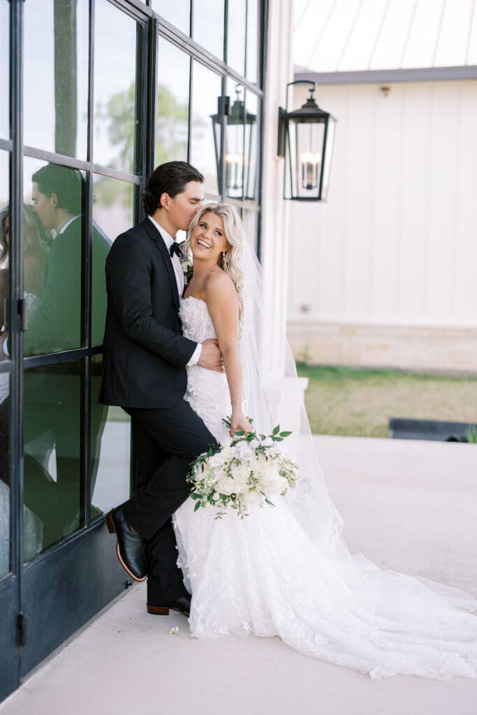 Candid laughter during golden hour portraits at Dos Palomas Ranch