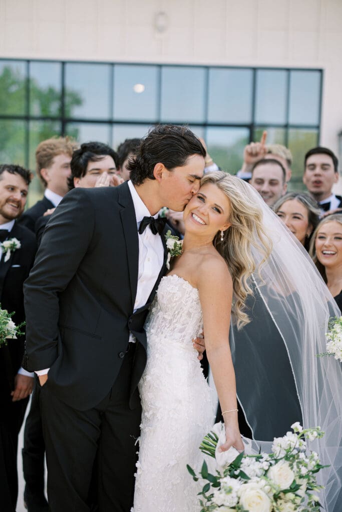 Candid laughter during wedding party photos at Dos Palomas Ranch