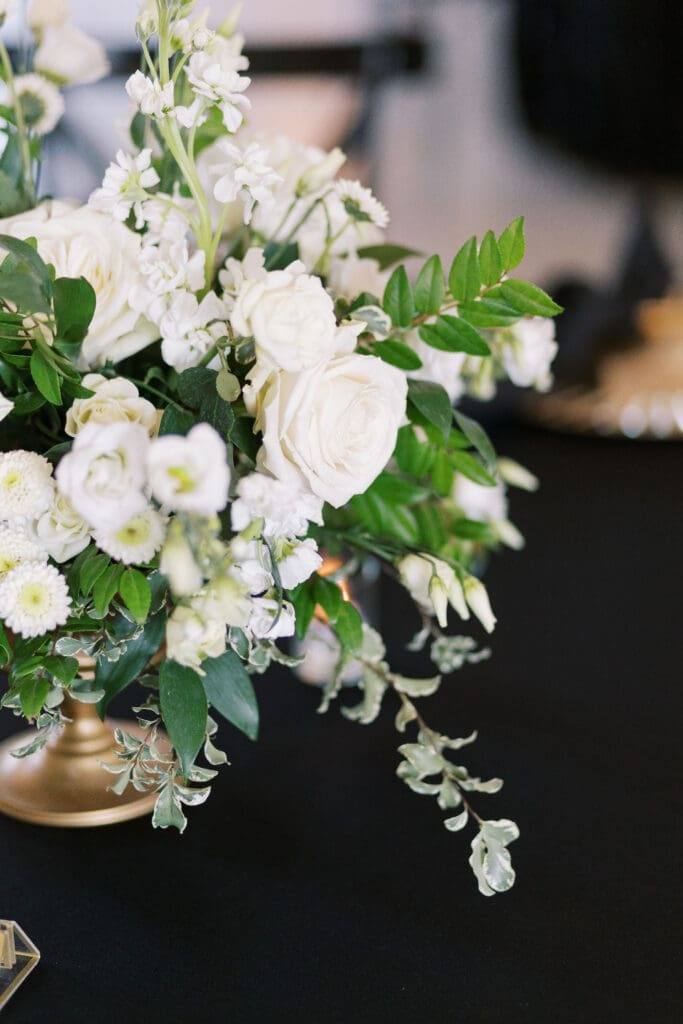 Elegant ranch wedding with refined black and white décor