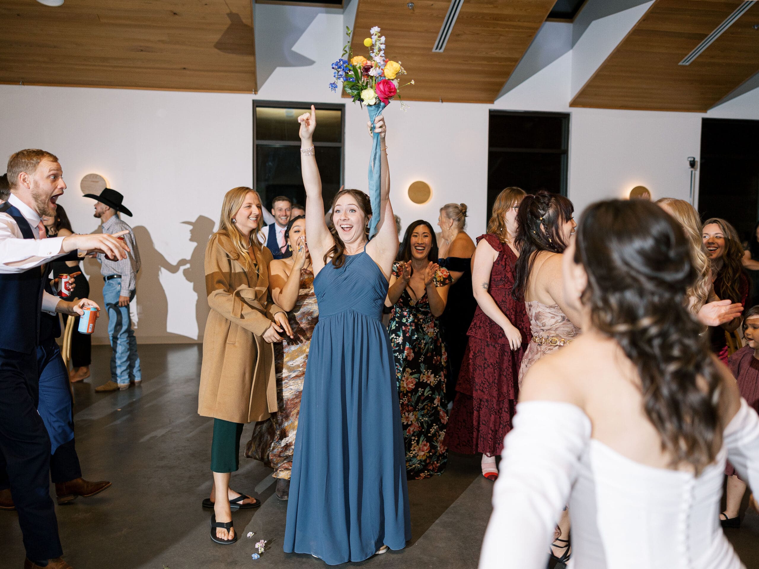 Wedding party celebrating at The Grand Lady venue in Austin