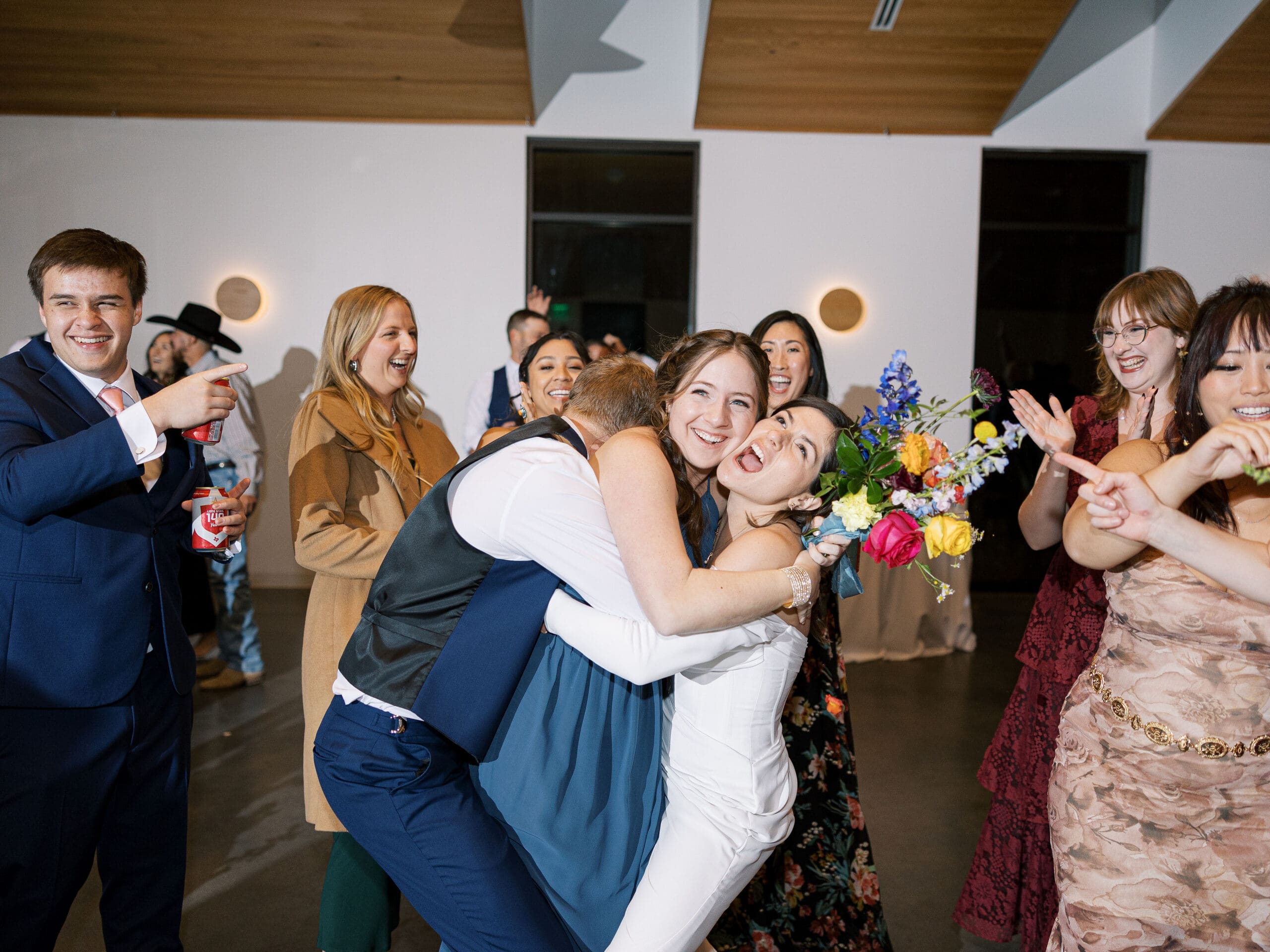 Wedding party celebrating at The Grand Lady venue in Austin