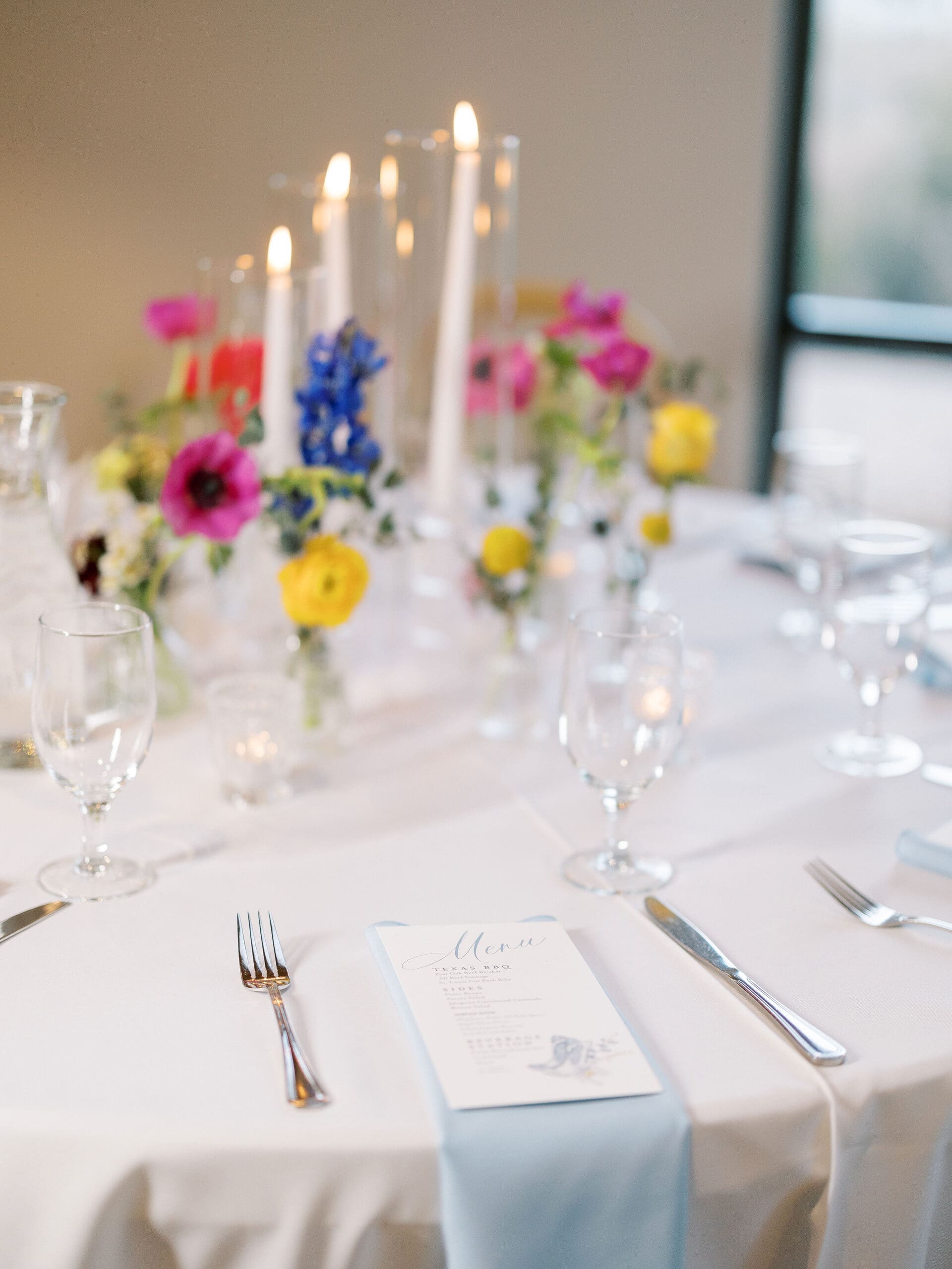 Elegant wedding reception details at The Grand Lady venue