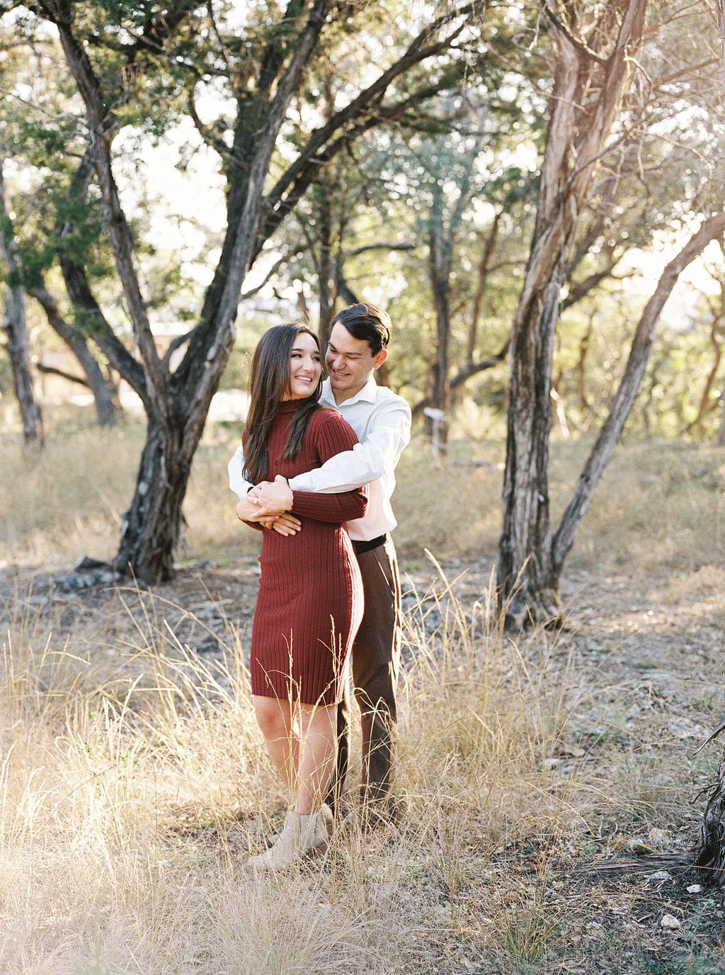 Wimberley engagement photos in golden Texas light