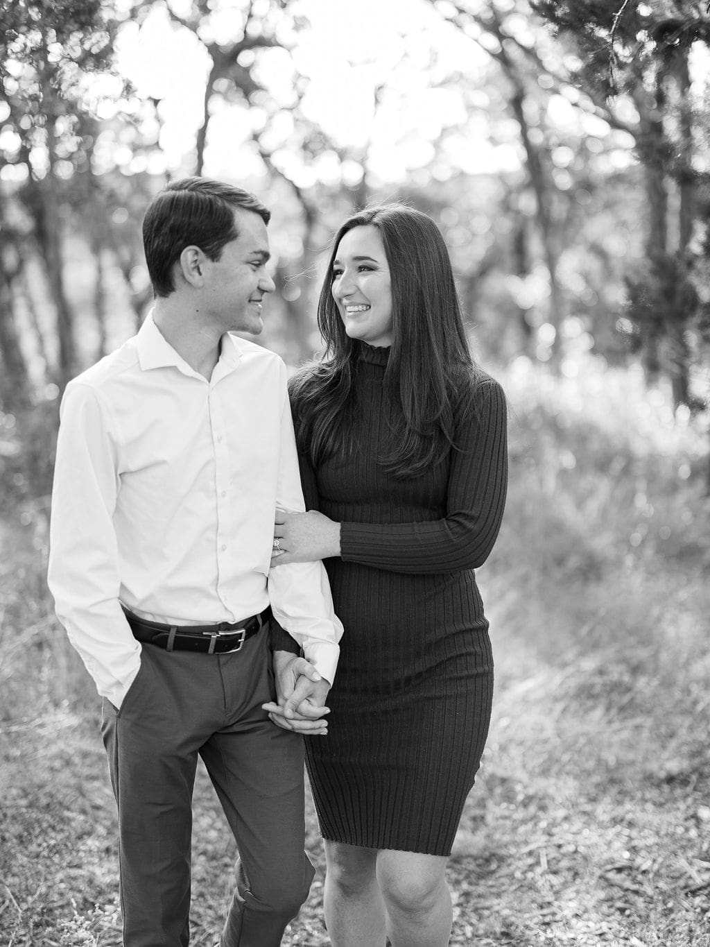 Romantic golden hour engagement portraits in Wimberley Texas