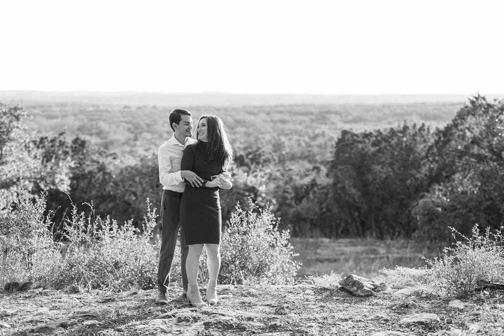 Outdoor Wimberley engagement photos with natural golden glow