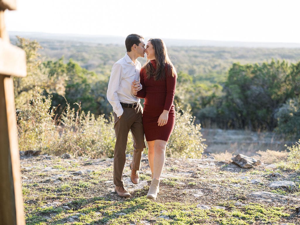 Outdoor Wimberley engagement photos with natural golden glow