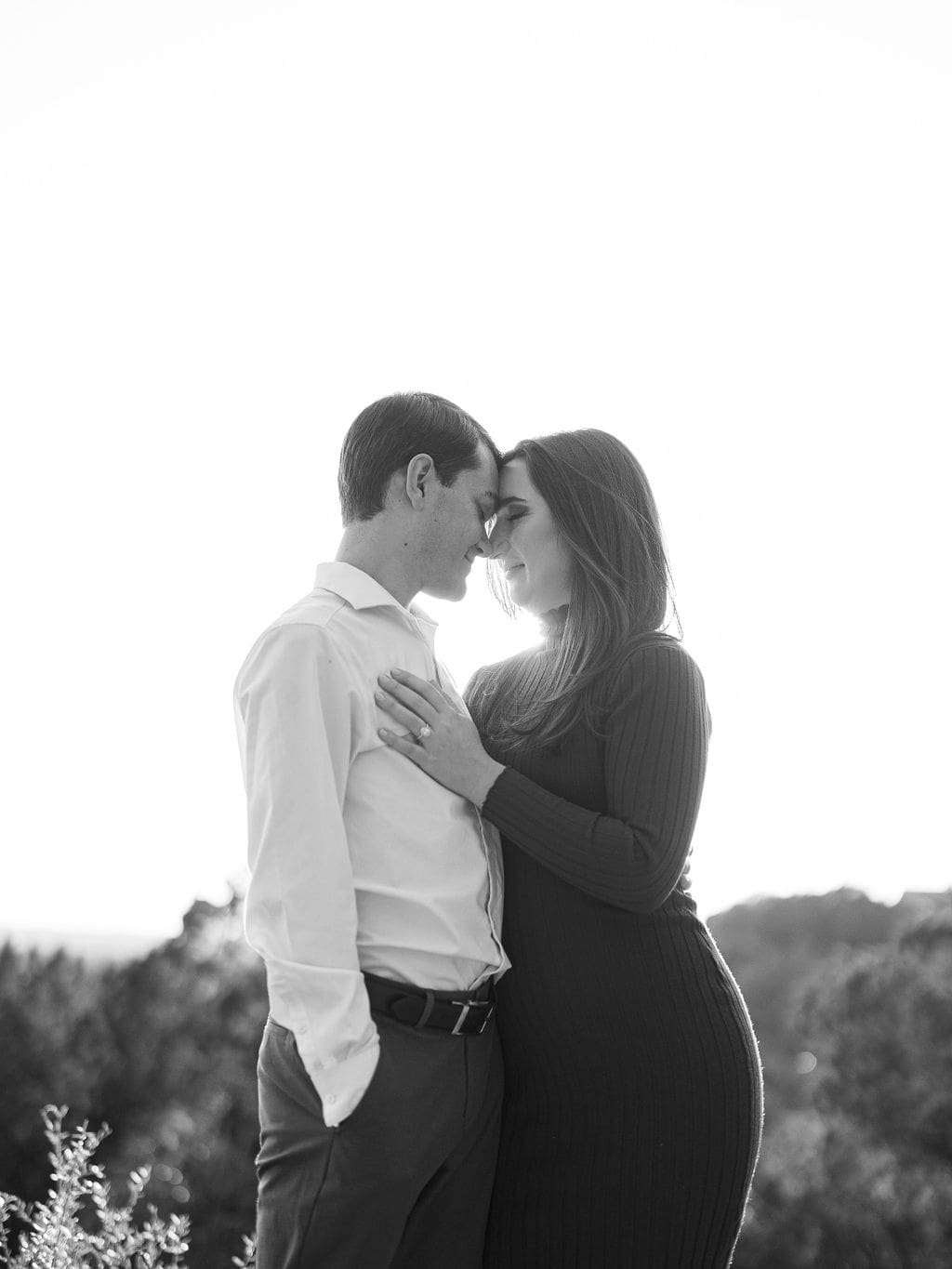 Outdoor Wimberley engagement photos with natural golden glow