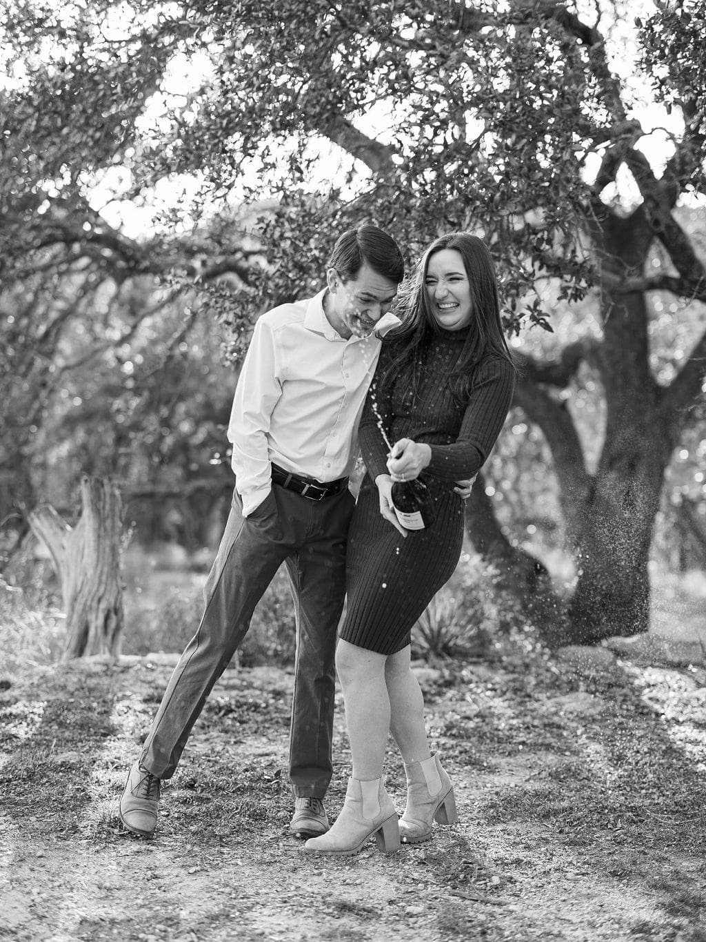 Outdoor Wimberley engagement photos with natural golden glow