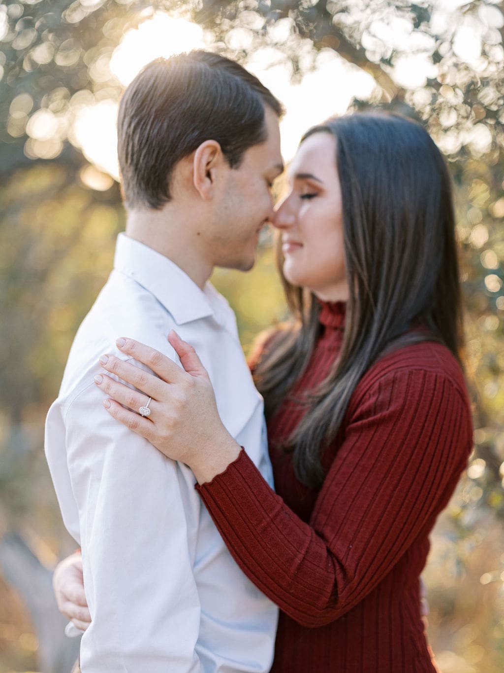 Warm sunset engagement photos at Wimberley family property