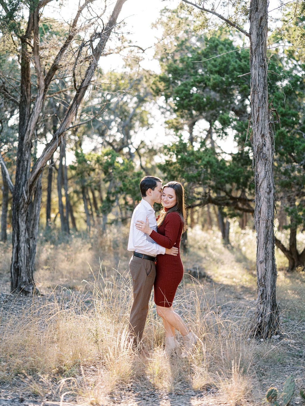 Texas Hill Country engagement photography with golden light