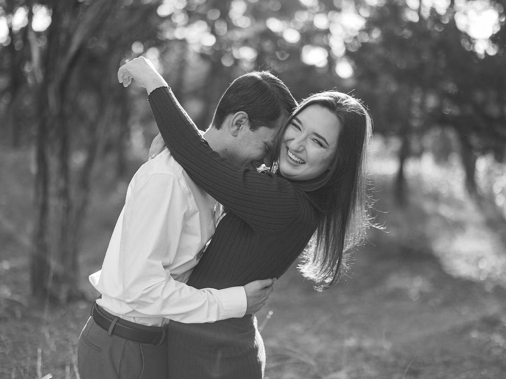 Texas Hill Country engagement photography with golden light