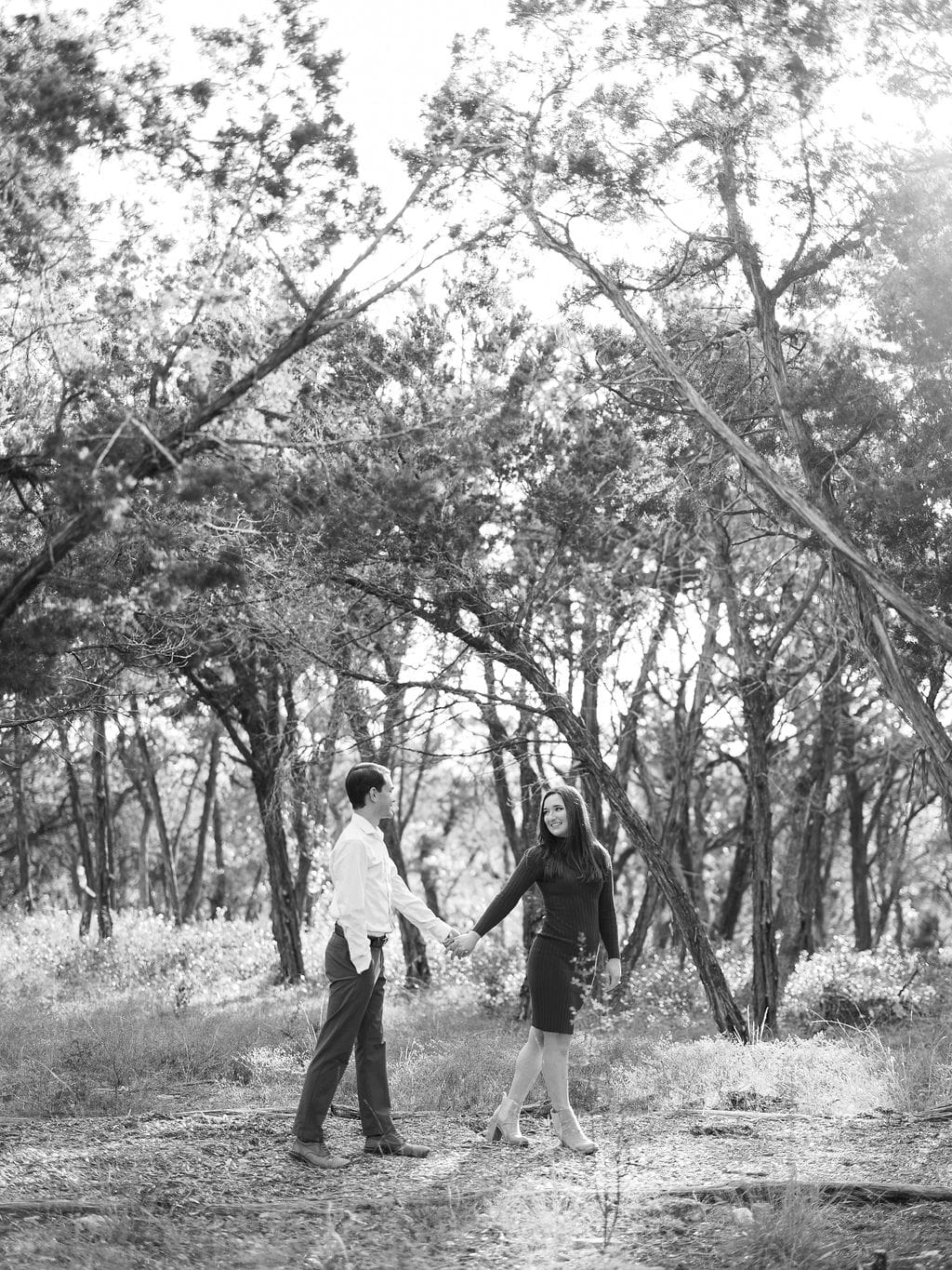 Texas Hill Country engagement photography with golden light