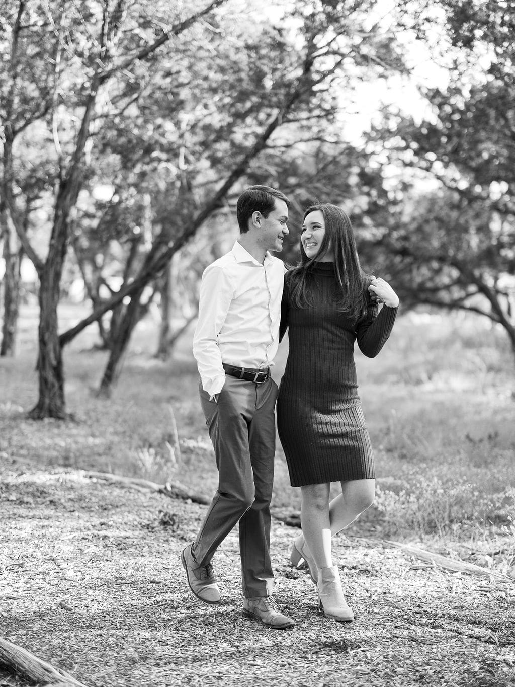 Candid engagement moment in Wimberley captured on film