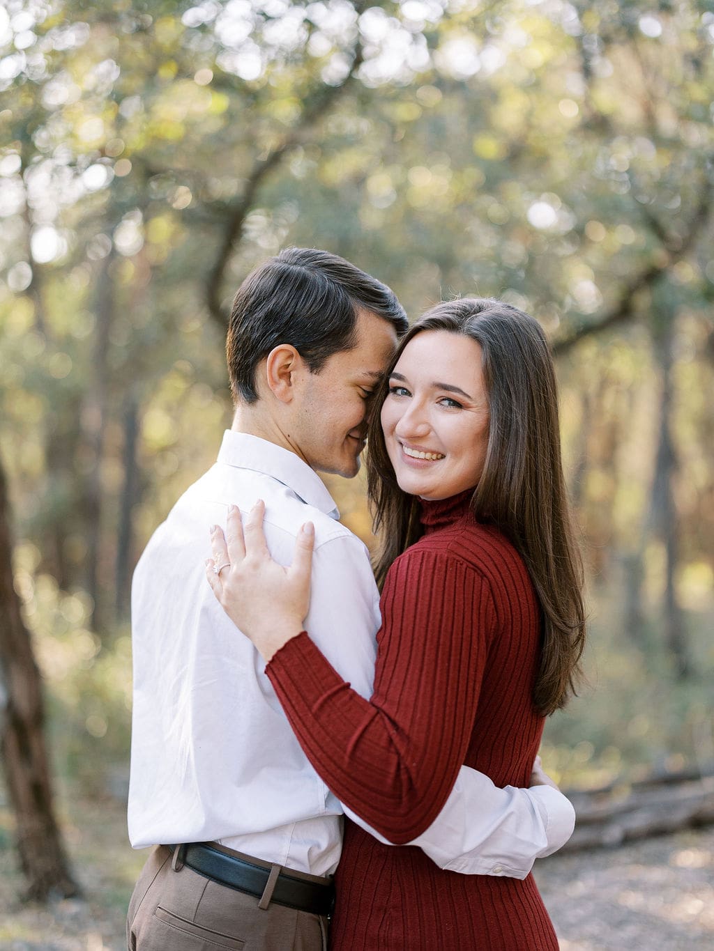 Candid engagement moment in Wimberley captured on film