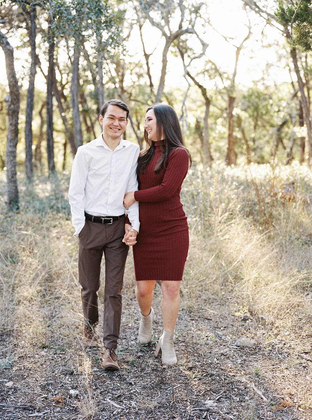 Wimberley engagement photos in golden Texas light
