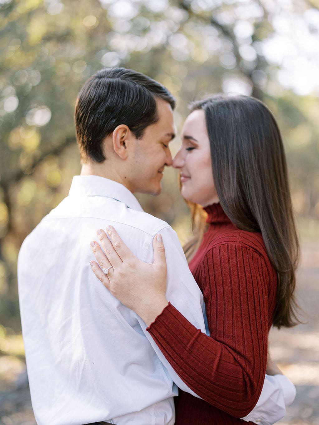 Candid engagement moment in Wimberley captured on film