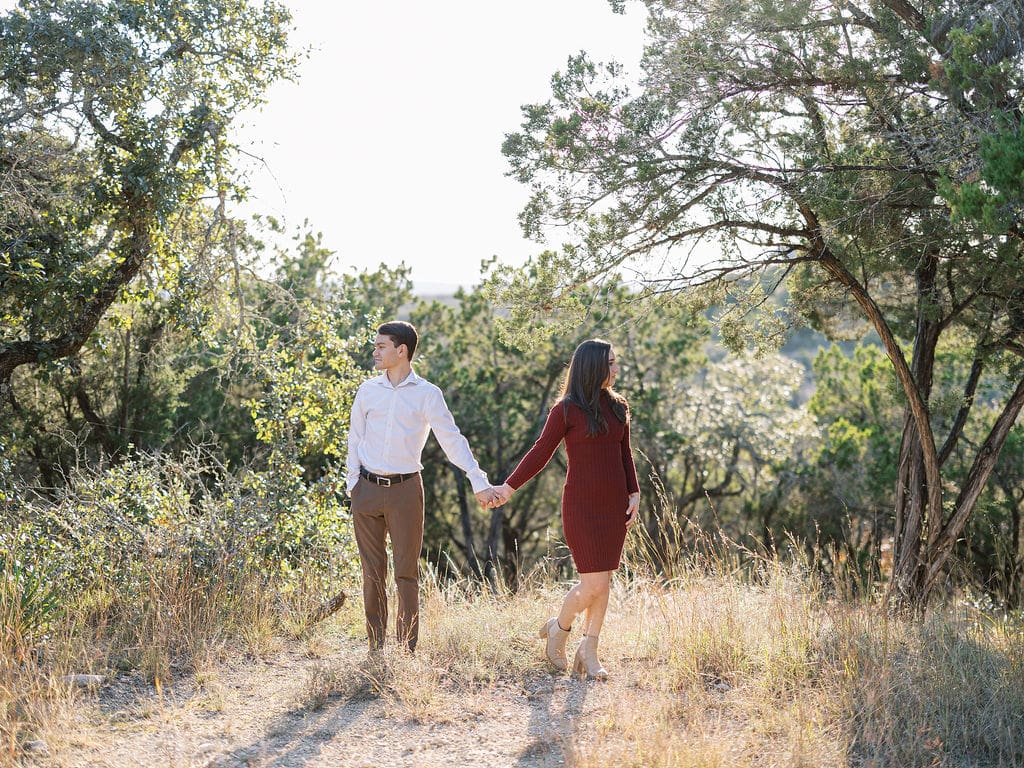 Candid engagement moment in Wimberley captured on film