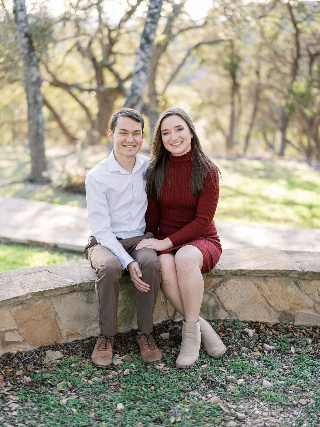 Candid engagement moment in Wimberley captured on film