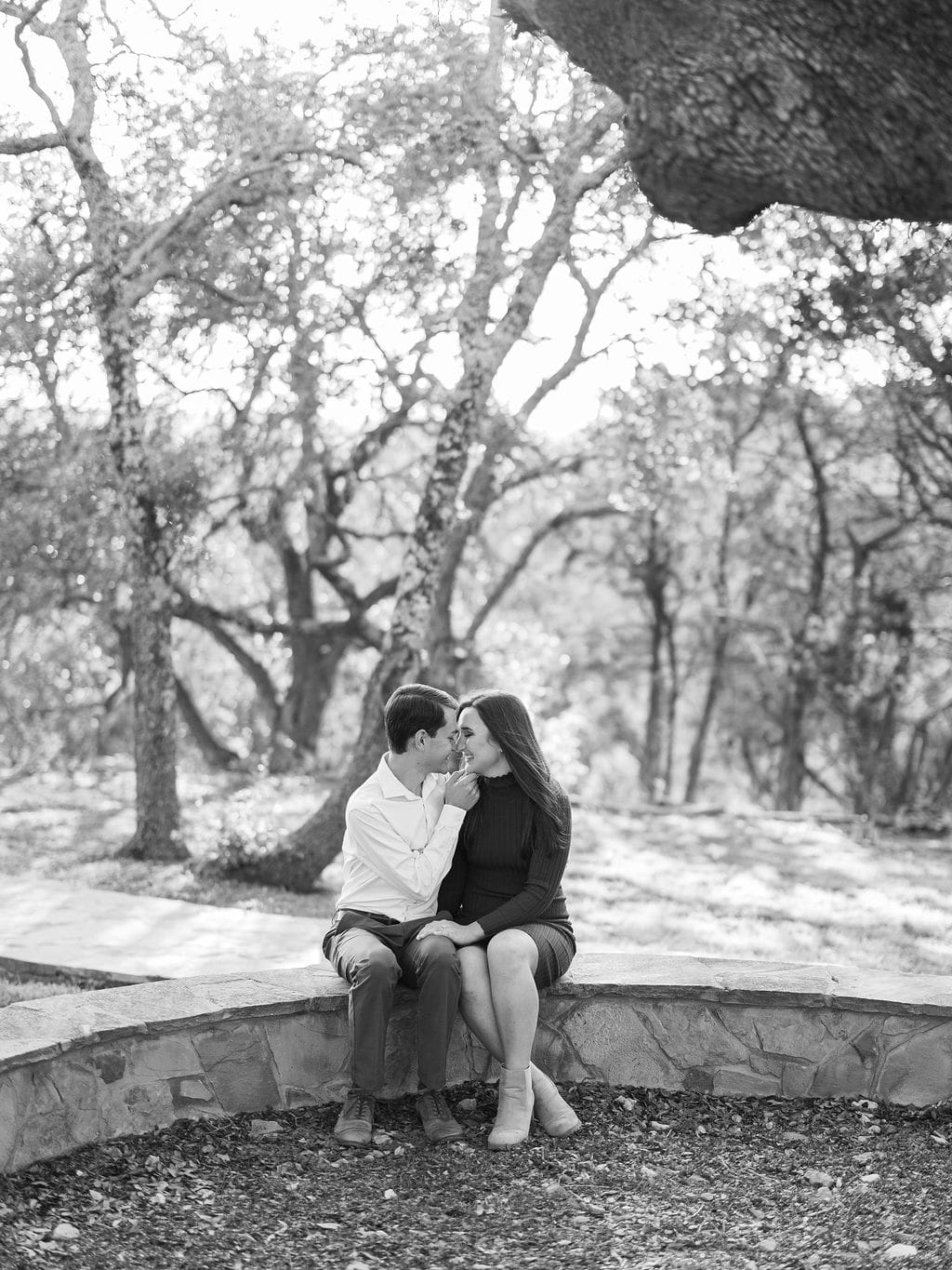 Candid engagement moment in Wimberley captured on film