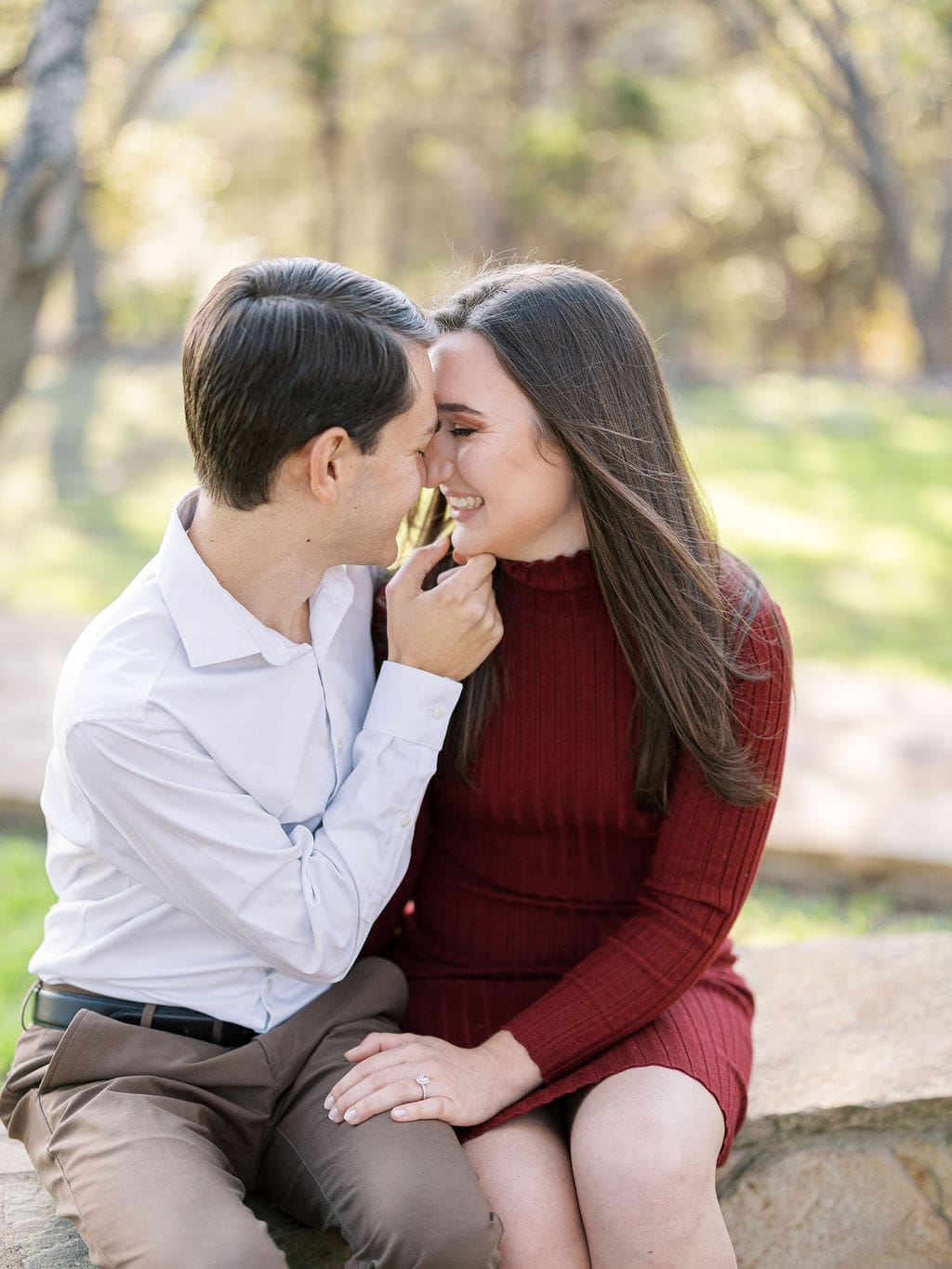 Candid engagement moment in Wimberley captured on film