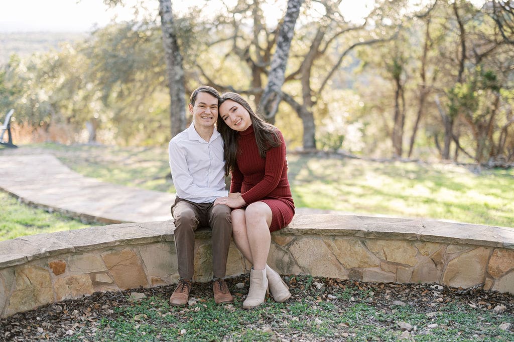 Candid engagement moment in Wimberley captured on film